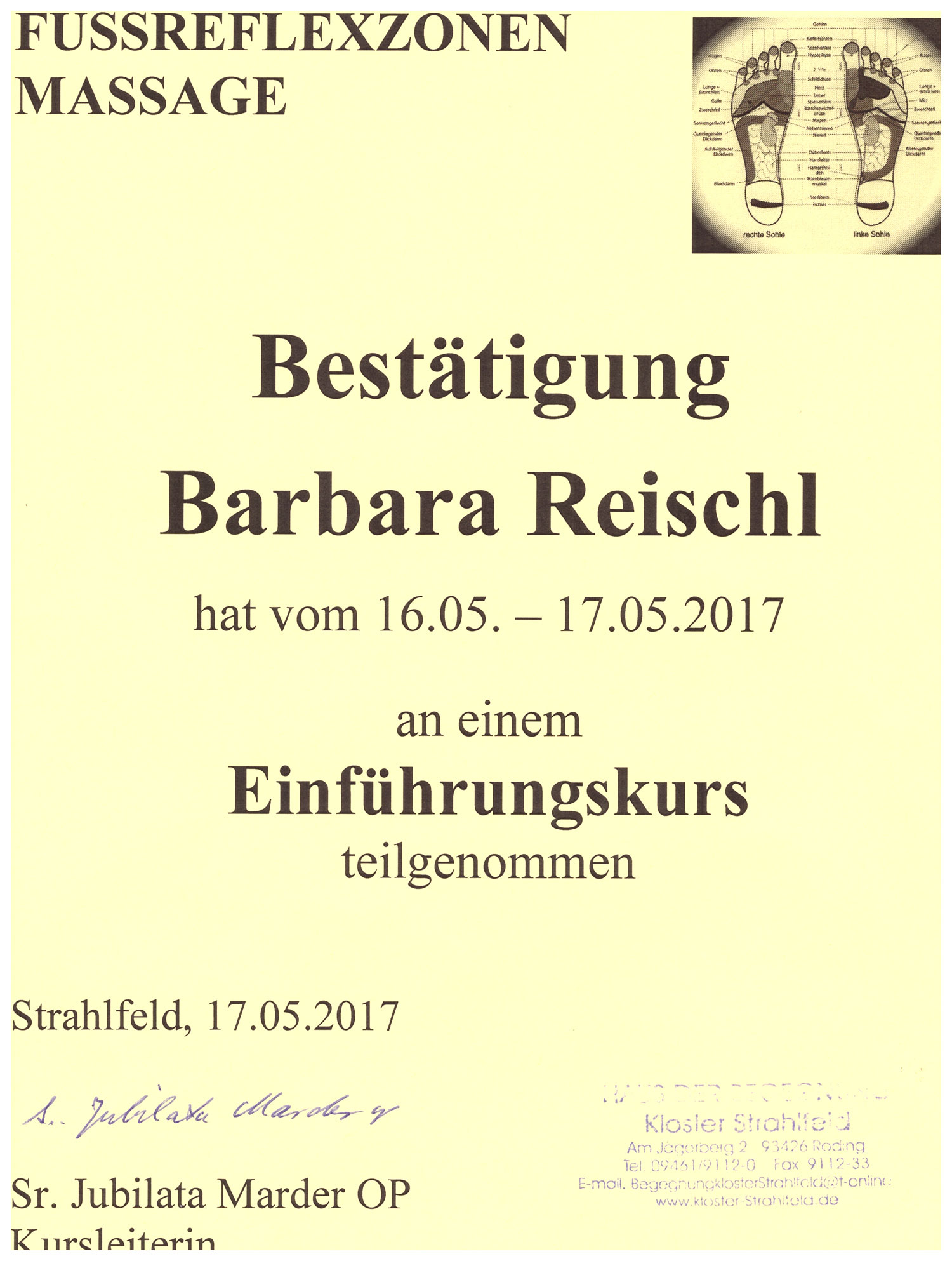 Barbara Reischl - Fußreflexzonen-Massage Einführungskurs