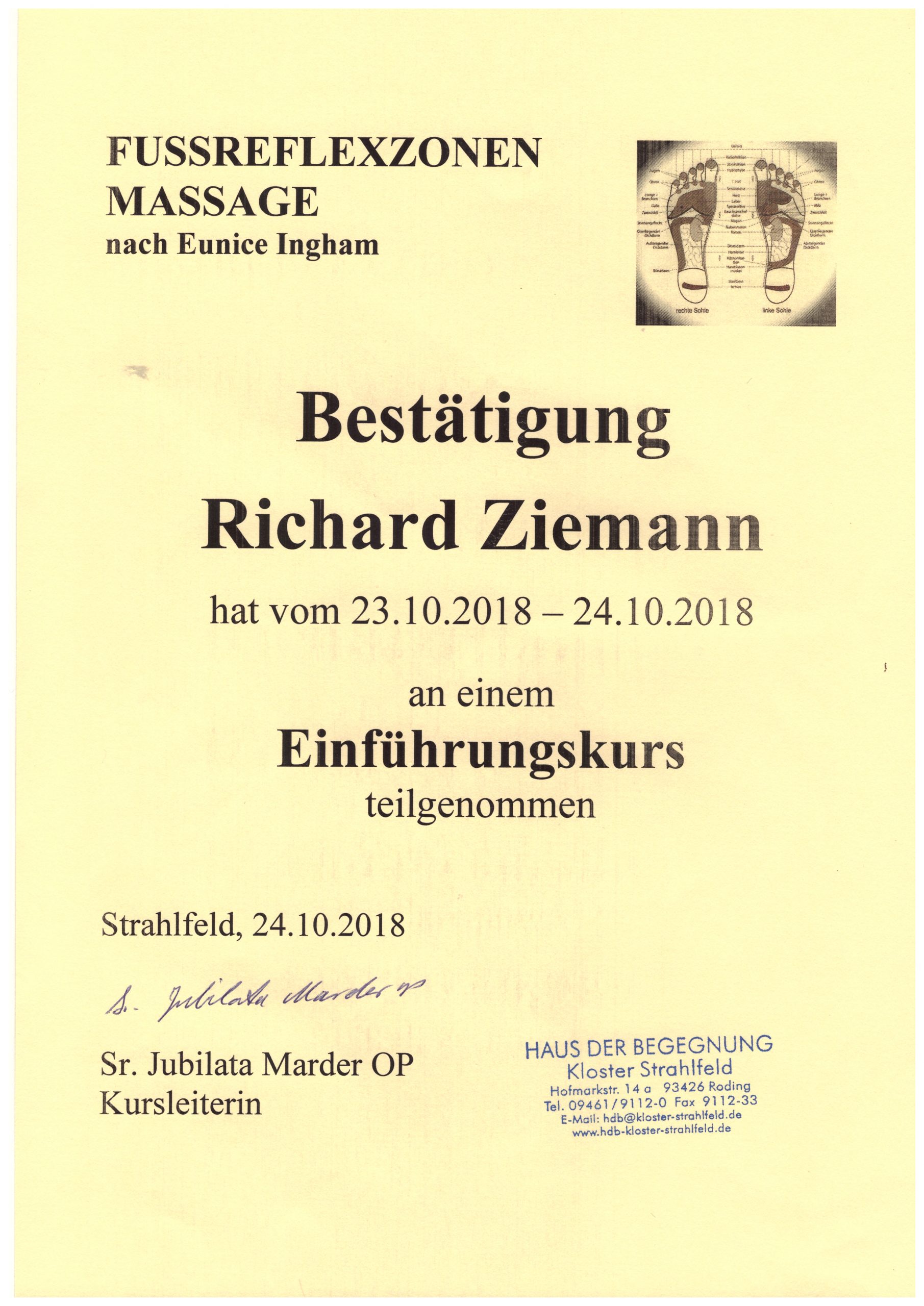 Richard Ziemann - Einführungskurs Fußreflexzonenmassage