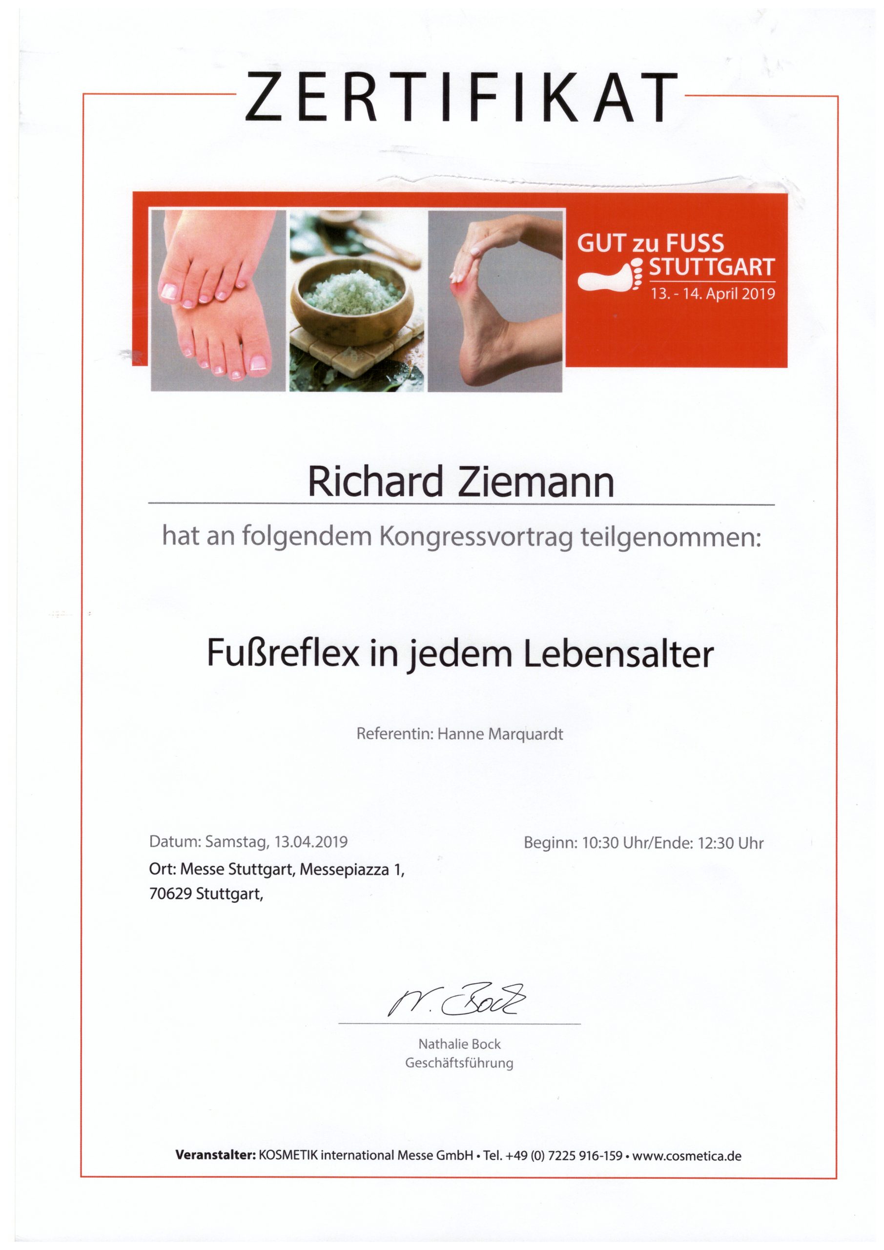 Richard Ziemann - Zertifikat Fußreflex in jedem Alter